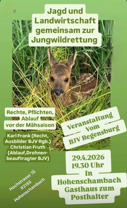 Plakat Jagd und Landwirtschaft gemeinsam zur Jungwildrettung