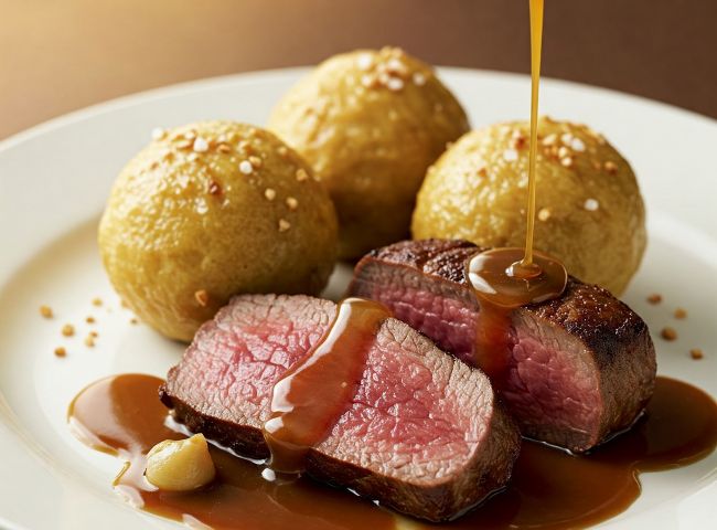 Rehrückenmedaillions mit Brezenknödel