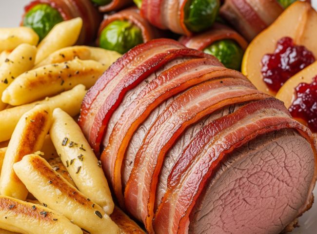 Rosa gebratener Rehrücken