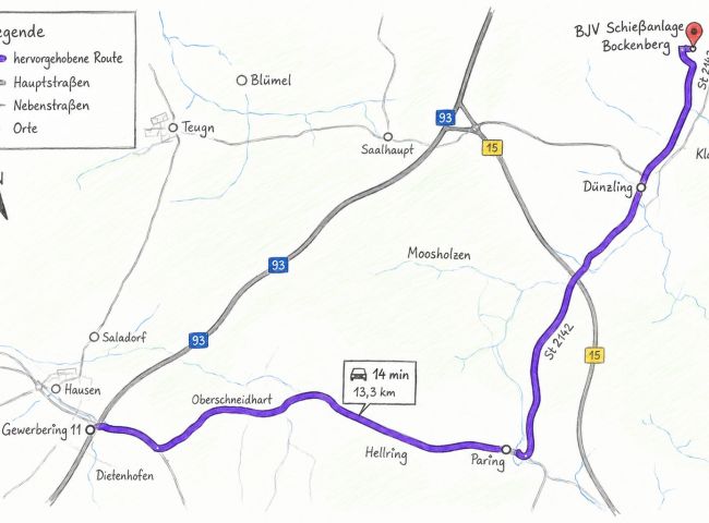 Anfahrt 1: Hausen / Paring / Dünzling
